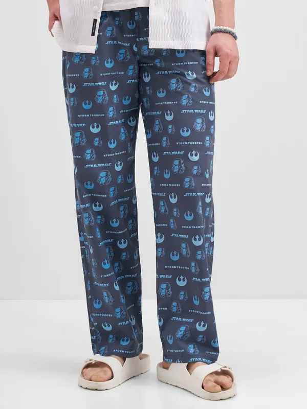 Star Wars By Highlander Men Navy Blue Strom Trooper Printed Lounge Pant