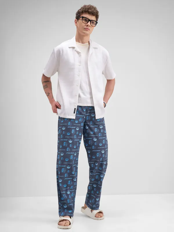 Star Wars By Highlander Men Navy Blue Strom Trooper Printed Lounge Pant