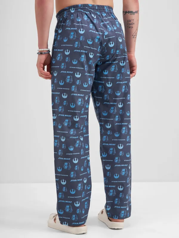 Star Wars By Highlander Men Navy Blue Strom Trooper Printed Lounge Pant
