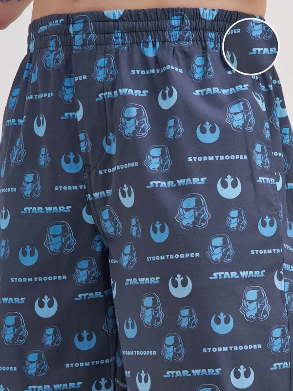Star Wars By Highlander Men Navy Blue Strom Trooper Printed Lounge Pant