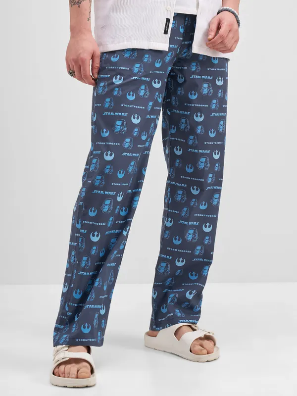 Star Wars By Highlander Men Navy Blue Strom Trooper Printed Lounge Pant