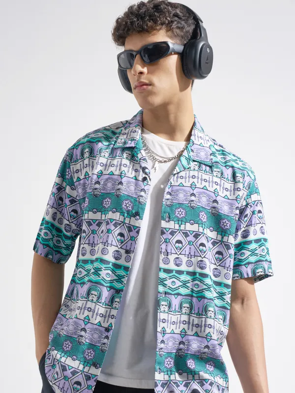 Highlander Men Multi Star Wars Printed Relaxed Fit Casual Shirt