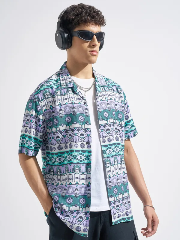 Highlander Men Multi Star Wars Printed Relaxed Fit Casual Shirt