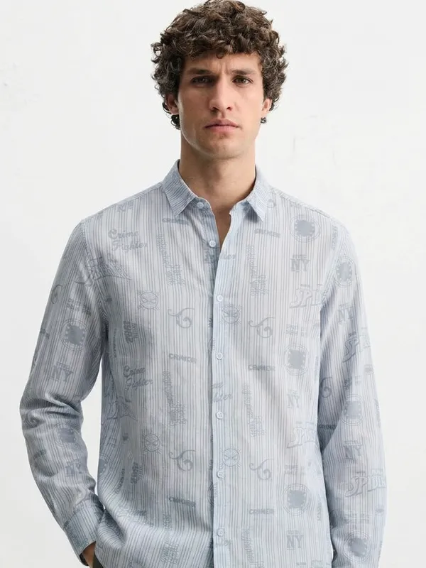Marvel By Highlander Men Blue Spiderman Printed Regular Fit Casual Shirt