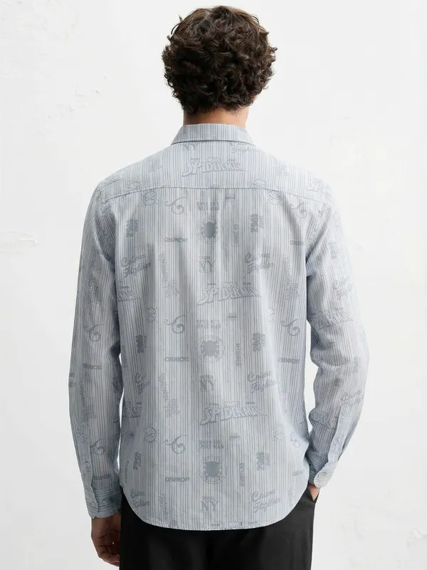 Marvel By Highlander Men Blue Spiderman Printed Regular Fit Casual Shirt