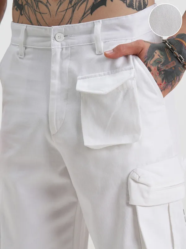 Star Wars Highlander Men White Star Wars Loose Fit Solid Regular Trouser