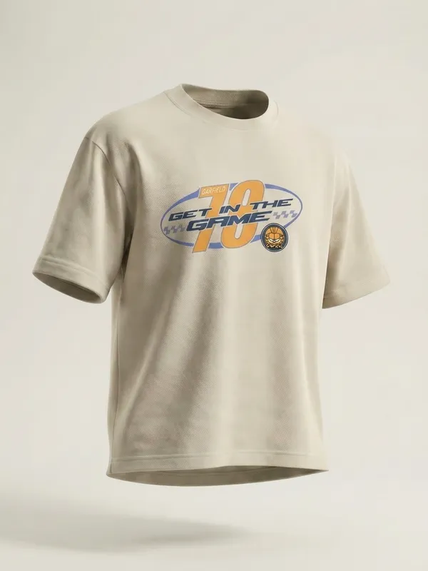 Highlander Men Beige Garfield Printed Round Neck T-Shirt