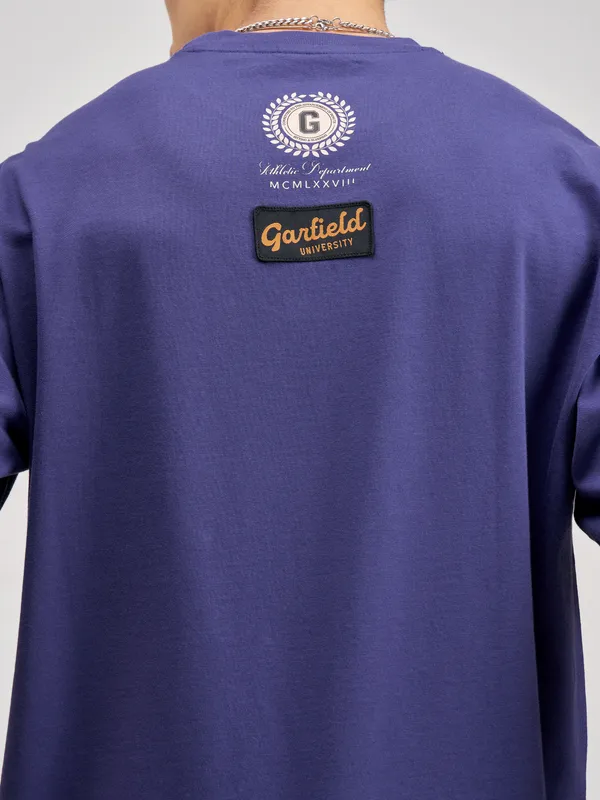 Highlander Men Blue Garfield Printed Round Neck Oversized Fit T-Shirt