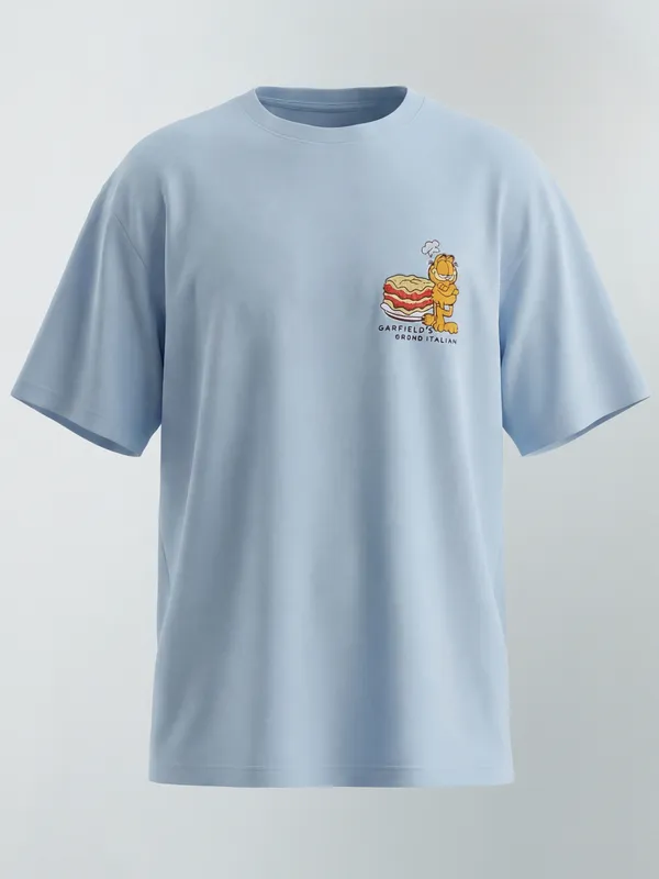 Highlander Men Blue Garfield Printed Round Neck T-Shirt