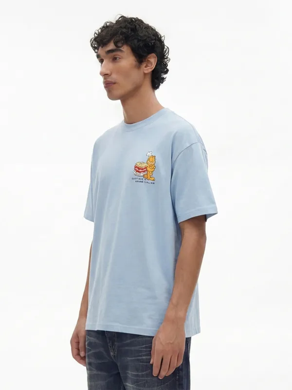 Highlander Men Blue Garfield Printed Round Neck T-Shirt