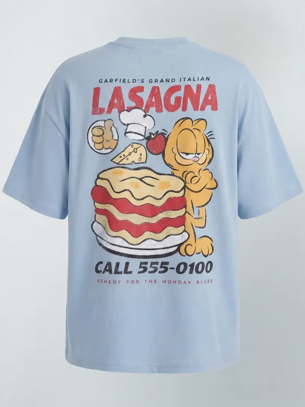 Highlander Men Blue Garfield Printed Round Neck T-Shirt