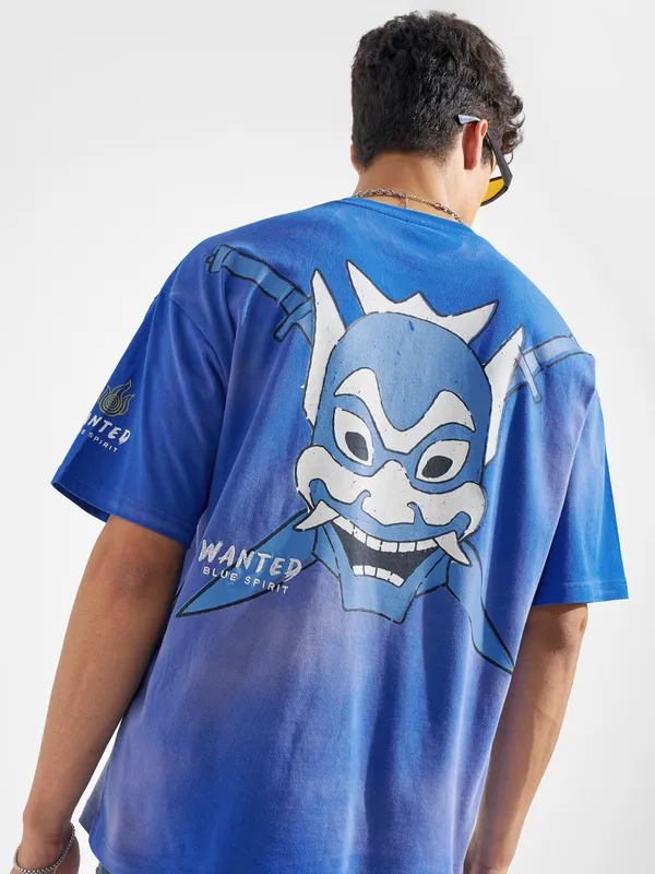 Highlander Men Blue Avatar Printed Round Neck Oversized Fit T-Shirt
