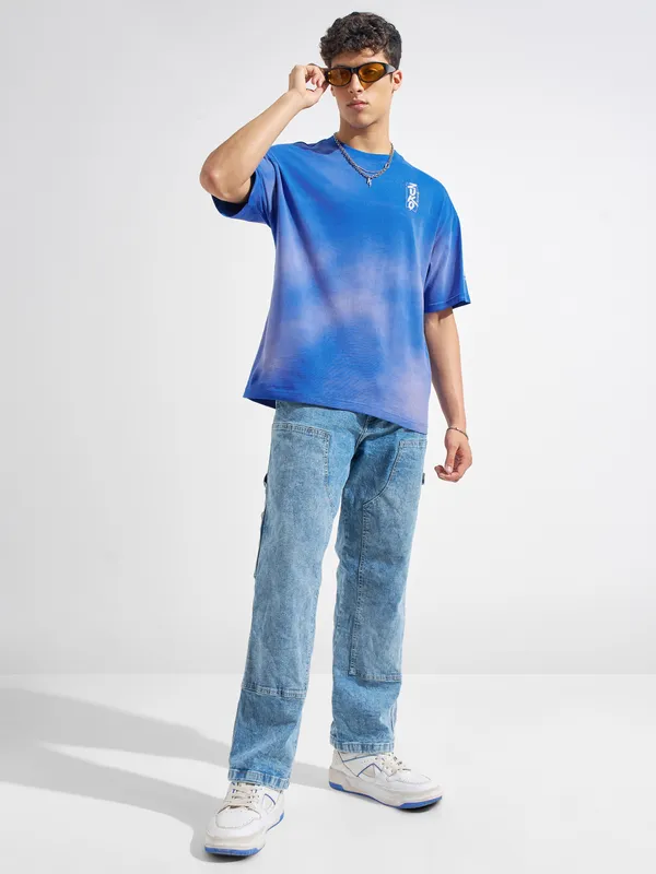 Highlander Men Blue Avatar Printed Round Neck Oversized Fit T-Shirt