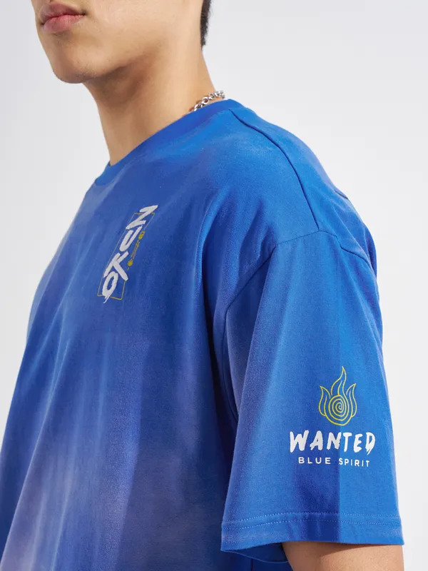 Highlander Men Blue Avatar Printed Round Neck Oversized Fit T-Shirt