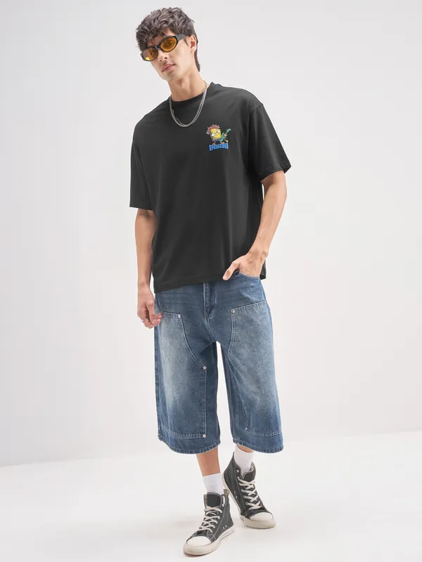 Highlander Men Black Spongebob Squarepants Printed Round Neck T-Shirt