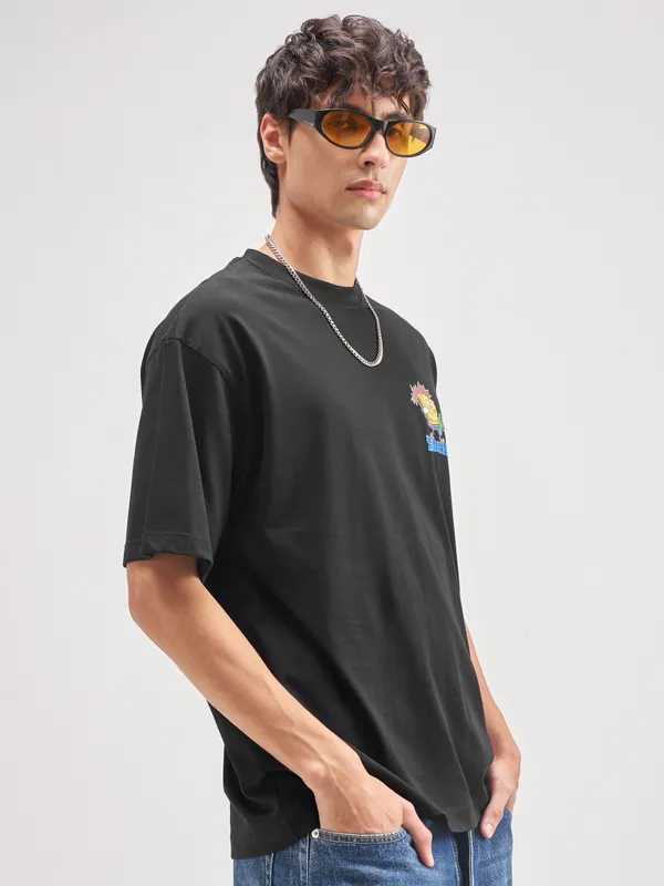 Highlander Men Black Spongebob Squarepants Printed Round Neck T-Shirt