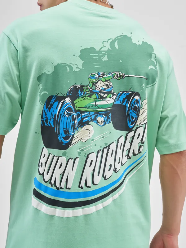 Highlander Men Green Ninja Turtles Printed Round Neck T-Shirt