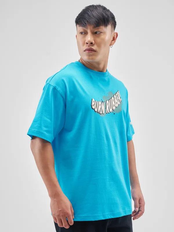 Highlander Men Turquoise Ninja Turtles Printed Round Neck T-Shirt