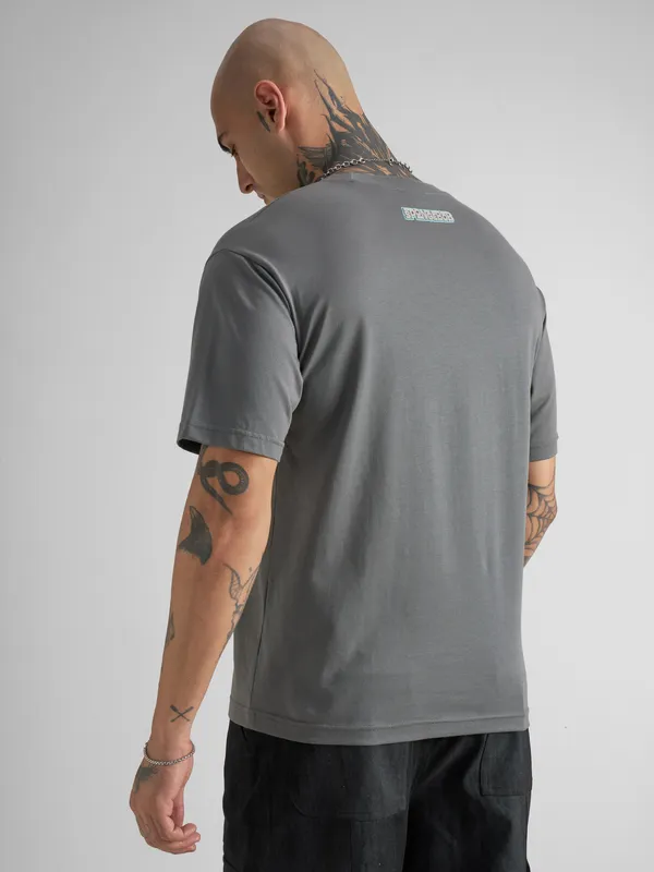 Highlander Men Grey Spongebob Squarepants Printed Round Neck T-Shirt