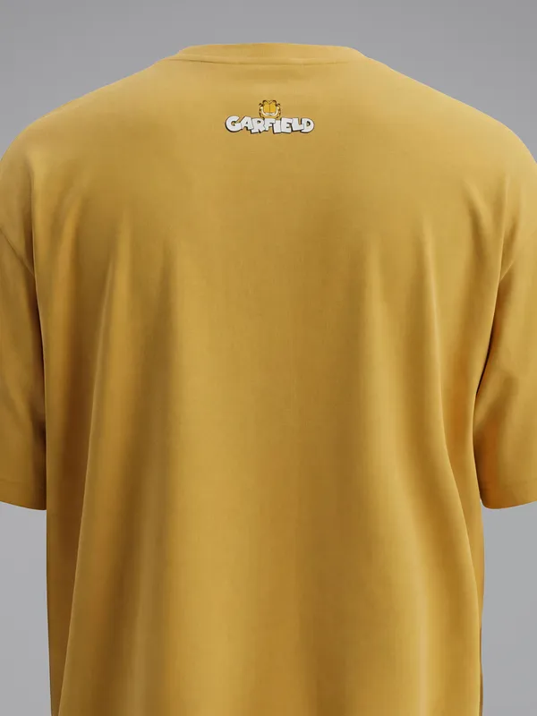 Highlander Men Mustard Garfield Printed Round Neck T-Shirt