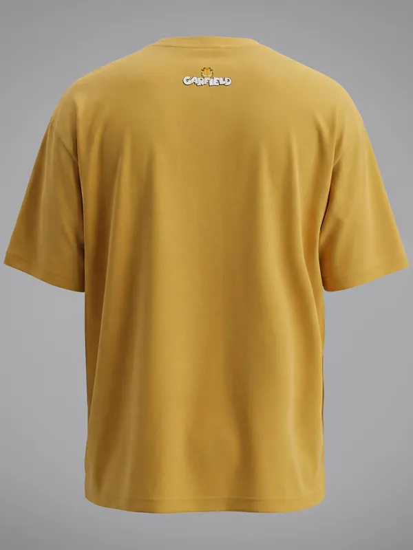 Highlander Men Mustard Garfield Printed Round Neck T-Shirt