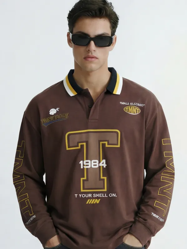 Highlander Men Brown Ninja Turtles Printed Polo Collar T-Shirt