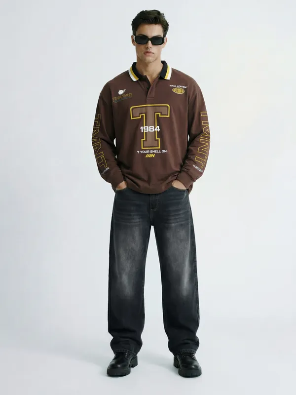 Highlander Men Brown Ninja Turtles Printed Polo Collar T-Shirt