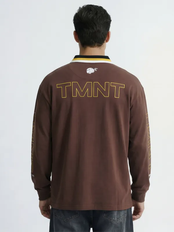 Highlander Men Brown Ninja Turtles Printed Polo Collar T-Shirt