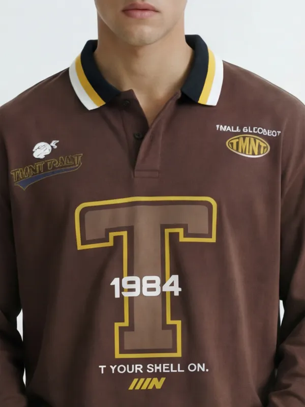 Highlander Men Brown Ninja Turtles Printed Polo Collar T-Shirt