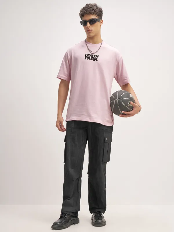 Highlander Men Pink South Park Printed Round Neck T-Shirt