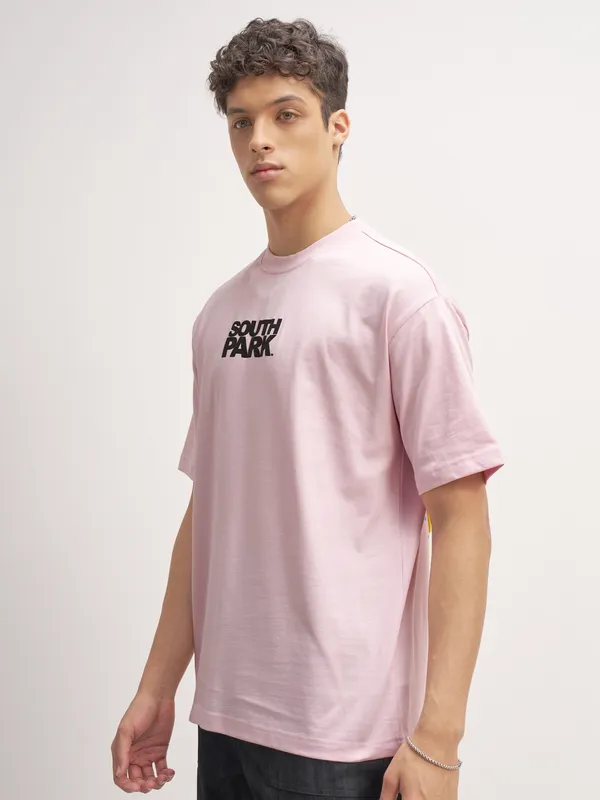Highlander Men Pink South Park Printed Round Neck T-Shirt