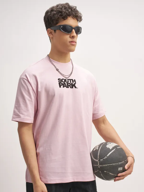 Highlander Men Pink South Park Printed Round Neck T-Shirt
