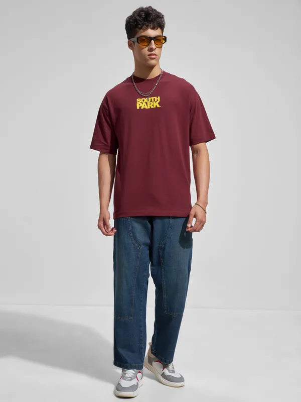 Highlander Men Maroon South Park Printed Round Neck T-Shirt