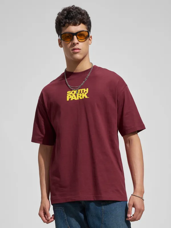 Highlander Men Maroon South Park Printed Round Neck T-Shirt