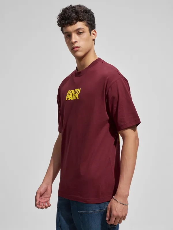 Highlander Men Maroon South Park Printed Round Neck T-Shirt