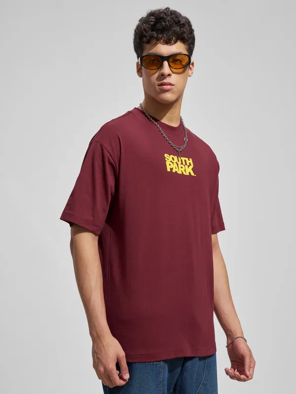 Highlander Men Maroon South Park Printed Round Neck T-Shirt