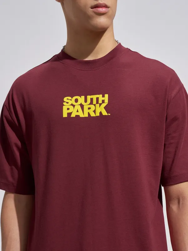 Highlander Men Maroon South Park Printed Round Neck T-Shirt