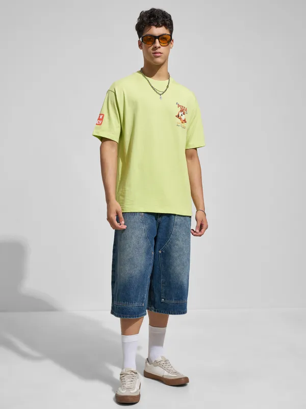 WB By Highlander Men Green Looney Tunes Printed Round Neck T-Shirt