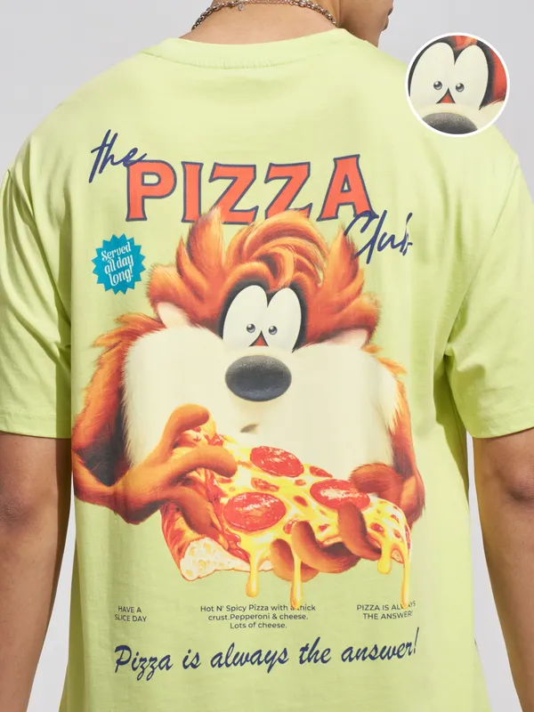 WB By Highlander Men Green Looney Tunes Printed Round Neck T-Shirt