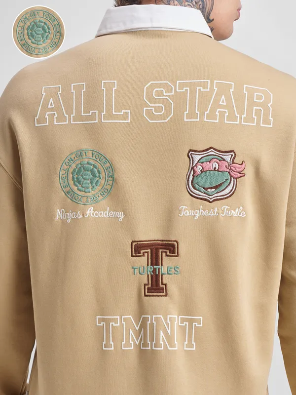 Highlander Men Brown Ninja Turtles Shirt Collar Pullover Sweatshirt