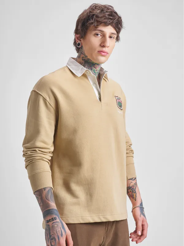 Highlander Men Brown Ninja Turtles Shirt Collar Pullover Sweatshirt