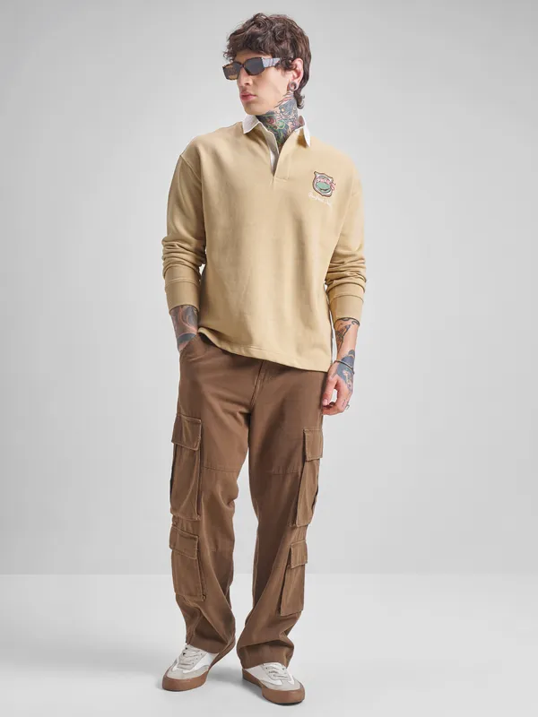 Highlander Men Brown Ninja Turtles Shirt Collar Pullover Sweatshirt