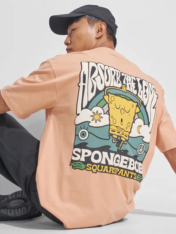 Spongebob Squarepants Men Printed Round Neck T-Shirt