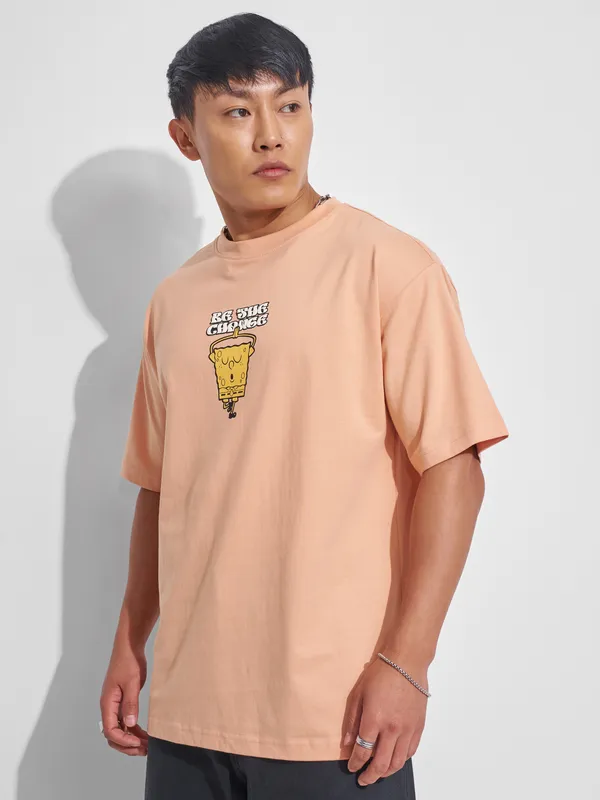 Spongebob Squarepants Men Printed Round Neck T-Shirt