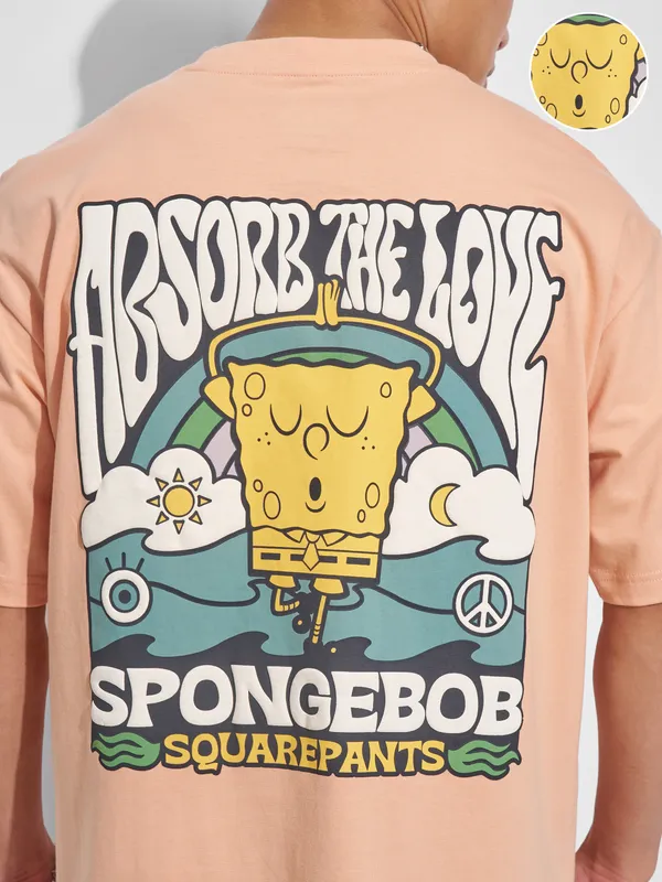 Spongebob Squarepants Men Printed Round Neck T-Shirt
