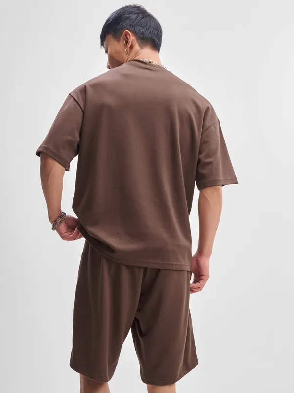 WB By Highlander Men Brown Tom And Jerry T-shirt With Shorts Co-Ords