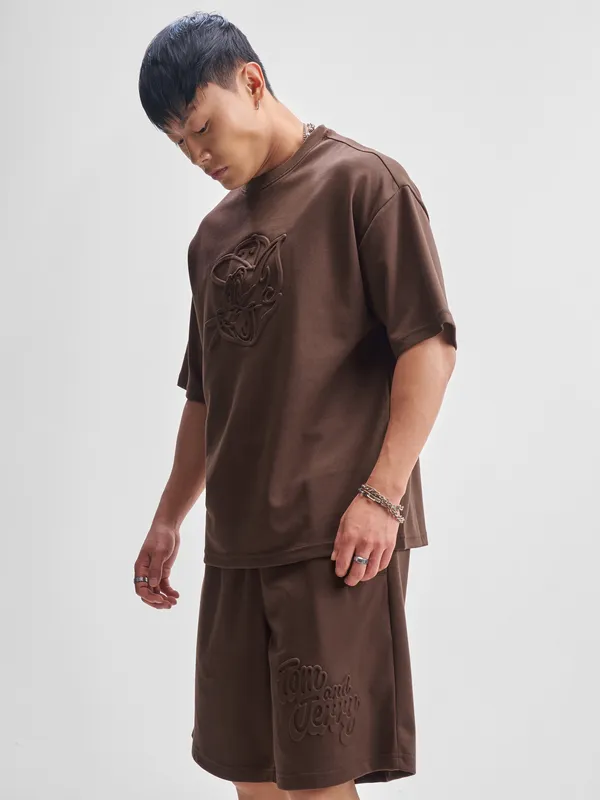 WB By Highlander Men Brown Tom And Jerry T-shirt With Shorts Co-Ords