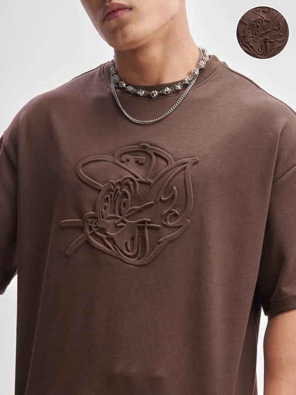 WB By Highlander Men Brown Tom And Jerry T-shirt With Shorts Co-Ords