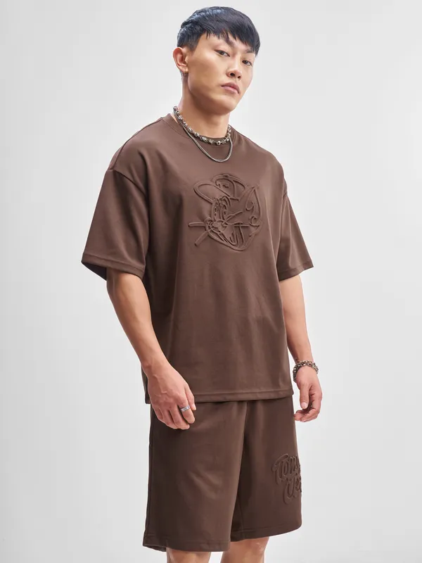 WB By Highlander Men Brown Tom And Jerry T-shirt With Shorts Co-Ords