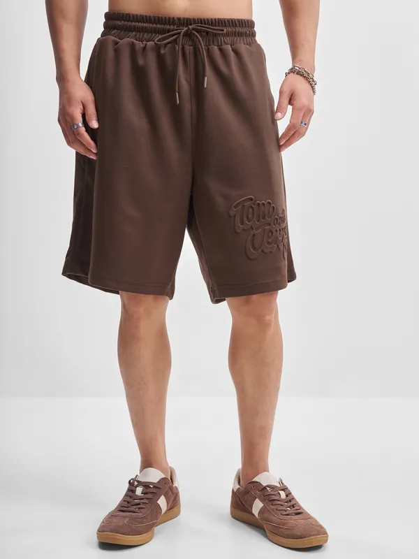 WB By Highlander Men Brown Tom And Jerry T-shirt With Shorts Co-Ords